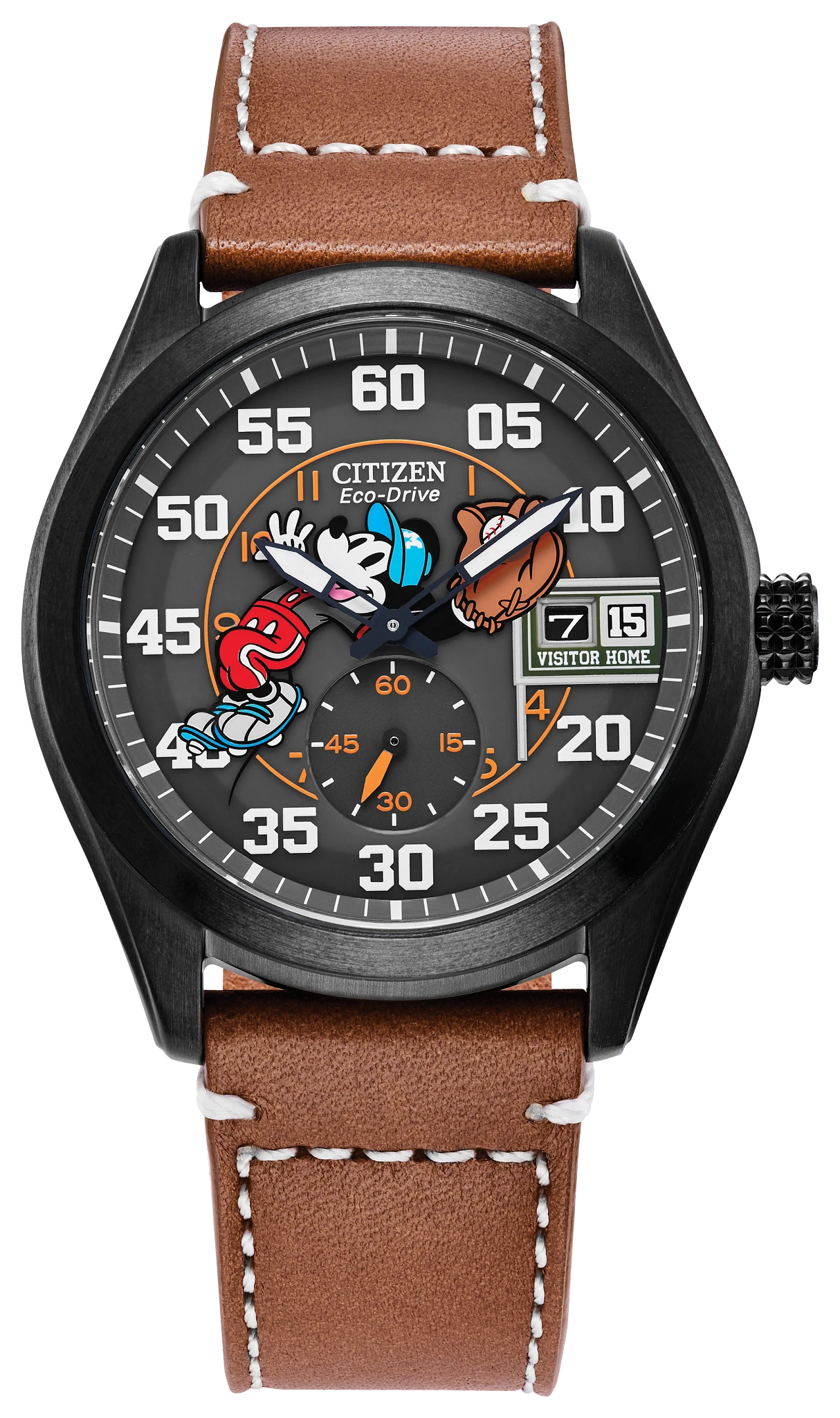 Batter's up Mickey Brown Dial Leather Strap BV1089-05W | CITIZEN